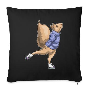 Patins à glace écureuil - Housse de coussin décorative 45 x 45 cm - noir - Devant