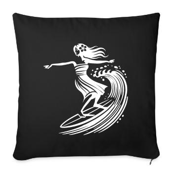 Surfing Hula Girl Hawaii Vintage Surf Art - Sofa pillowcase 17,3'' x 17,3'' (45 x 45 cm) - black - Front