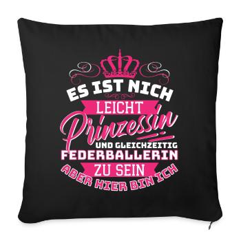Joueur de badminton et princesse Badminton amusant - Housse de coussin décorative 45 x 45 cm - noir - Devant