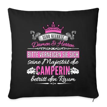 Camper saying for campers while camping with - Sofa pillowcase 17,3'' x 17,3'' (45 x 45 cm) - black - Front