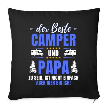 LE MEILLEUR CAMPEUR ET PAPA - Camping amusant - Housse de coussin décorative 45 x 45 cm - noir - Devant