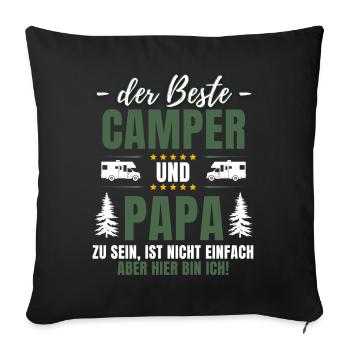 LE MEILLEUR CAMPEUR ET PAPA - Camping amusant - Housse de coussin décorative 45 x 45 cm - noir - Devant