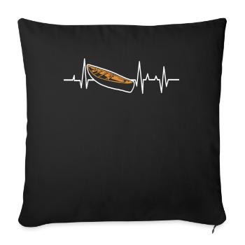 Cadeau de bateau Canoe Heartbeat ECG Line - Housse de coussin décorative 45 x 45 cm - noir - Devant