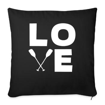 Canoë Amour Pédalo Sports de Rivière - Housse de coussin décorative 45 x 45 cm - noir - Devant