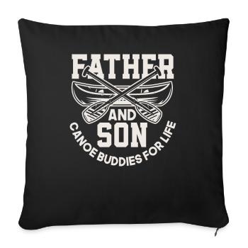 Père Fils Vie en canoë - Housse de coussin décorative 45 x 45 cm - noir - Devant