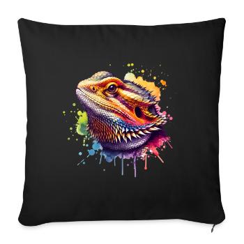 Bartagame Bartagamen Bearded Dragon - Sofa pillowcase 17,3'' x 17,3'' (45 x 45 cm) - black - Front