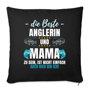 Angler Fishing Fishing Fishing Fisherwoman Angler - Sofa pillowcase 17,3'' x 17,3'' (45 x 45 cm) - black - Front