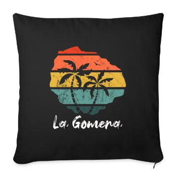 La Gomera outline map Canary Islands retro vintage - Sofa pillowcase 17,3'' x 17,3'' (45 x 45 cm) - black - Front
