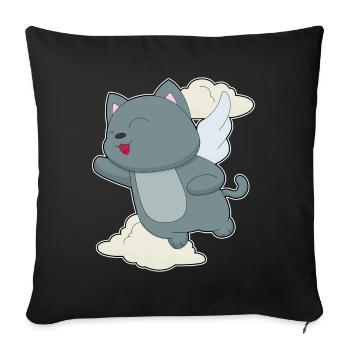 Ailes d’ange chat - Housse de coussin décorative 45 x 45 cm - noir - Devant