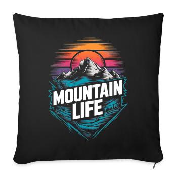 Energetic Mountains and Sunset - Sofa pillowcase 17,3'' x 17,3'' (45 x 45 cm) - black - Front