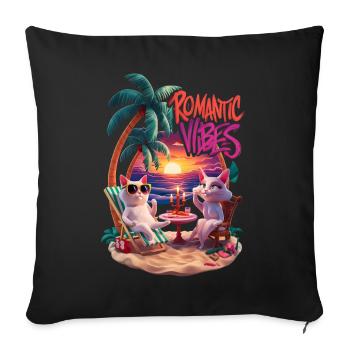 Gueule de bois romantique sur la plage - Housse de coussin décorative 45 x 45 cm - noir - Devant