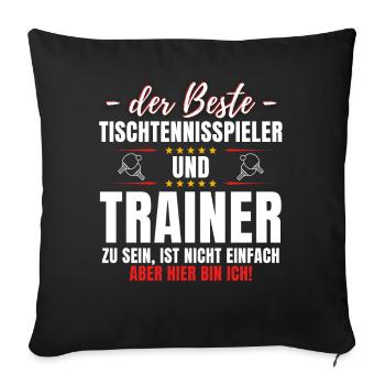JOUEUR DE TENNIS DE TABLE ET ENTRAÎNEUR - ME VOILÀ ! - Housse de coussin décorative 45 x 45 cm - noir - Devant