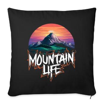 Breathtaking Mountain Moon with Sunset - Sofa pillowcase 17,3'' x 17,3'' (45 x 45 cm) - black - Front