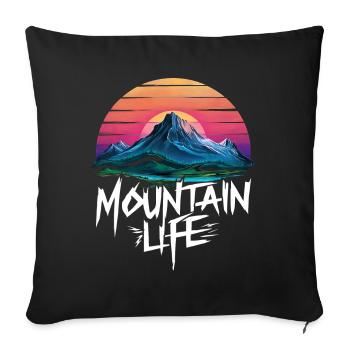 Coucher de soleil oriental à la montagne - Housse de coussin décorative 45 x 45 cm - noir - Devant