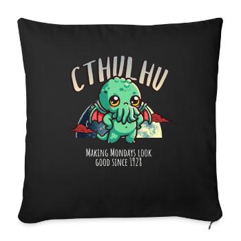 Lundi 1928 - Cthulhu culte Lovecraft Necronomicon - Housse de coussin décorative 45 x 45 cm - noir - Devant