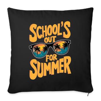 Soldes d’été avec lunettes de soleil et motif palmier - Housse de coussin décorative 45 x 45 cm - noir - Devant