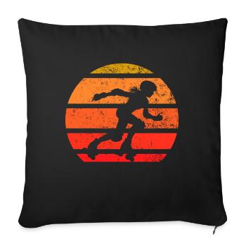Retro Roller Skater Silhouette Sunset - Sofa pillowcase 17,3'' x 17,3'' (45 x 45 cm) - black - Front