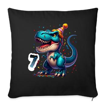 7th Birthday T Rex Dinosaur Children's Birthday Party - Sofa pillowcase 17,3'' x 17,3'' (45 x 45 cm) - black - Front