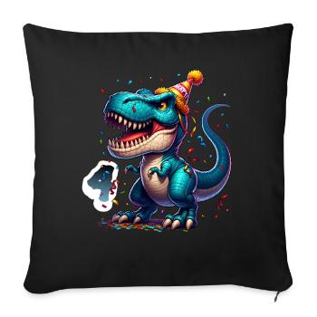 4th Birthday T Rex Dinosaur Children's Birthday Party - Sofa pillowcase 17,3'' x 17,3'' (45 x 45 cm) - black - Front