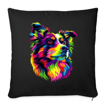 Australian Shepherd Bright Colors Pop Art Aussie - Sofa pillowcase 17,3'' x 17,3'' (45 x 45 cm) - black - Front