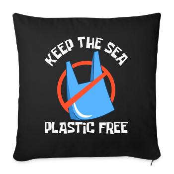 Bathing beach & sea plastic-free against pollution - Sofa pillowcase 17,3'' x 17,3'' (45 x 45 cm) - black - Front