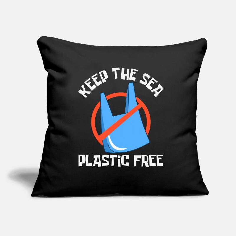 Bathing beach & sea plastic-free against pollution Sofa pillowcase 17,3'' x 17,3'' (45 x 45 cm)