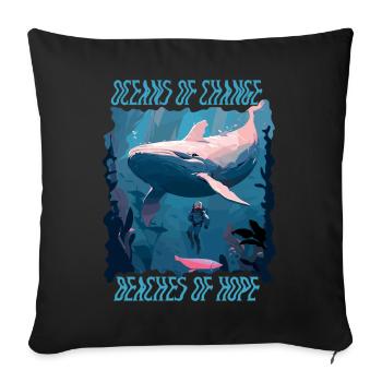 Bathing beach & sea plastic-free against pollution - Sofa pillowcase 17,3'' x 17,3'' (45 x 45 cm) - black - Front