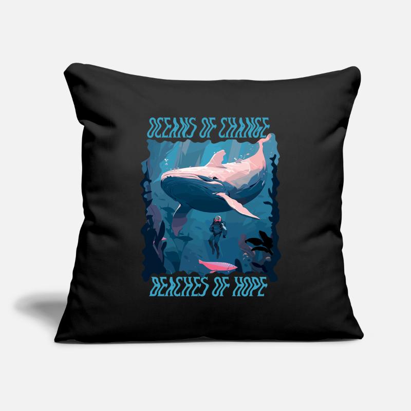 Bathing beach & sea plastic-free against pollution Sofa pillowcase 17,3'' x 17,3'' (45 x 45 cm)
