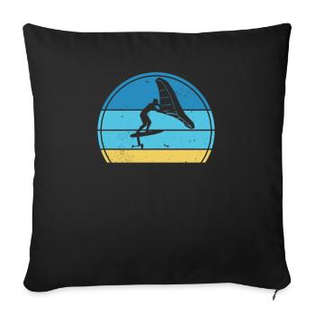 Wingfoil Surfer Wingfoiling Hydrofoil Kitefoil - Sofa pillowcase 17,3'' x 17,3'' (45 x 45 cm) - black - Front