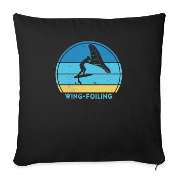 Wingfoil-Surfer Hydrofoil Kitefoil Wingsurf - Sofakissenbezug 45 x 45 cm - Schwarz - Vorne