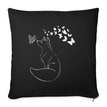 Illustration of fox and butterflies - Sofa pillowcase 17,3'' x 17,3'' (45 x 45 cm) - black - Front