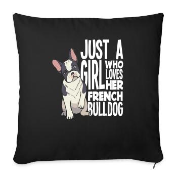 Bouledogue français fille - Housse de coussin décorative 45 x 45 cm - noir - Devant