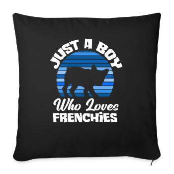 Bouledogue français garçon - Housse de coussin décorative 45 x 45 cm - noir - Devant
