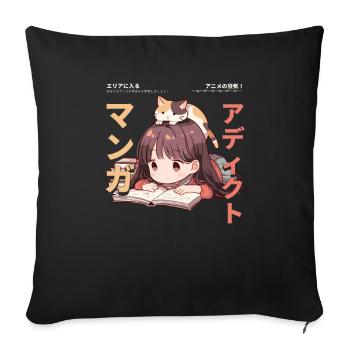 Manga Addicted - Kawaii Anime Girl Fashion Punk - Sofa pillowcase 17,3'' x 17,3'' (45 x 45 cm) - black - Front