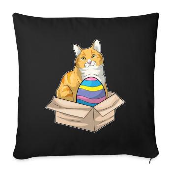 Katze Ostern Osterei - Sofakissenbezug 45 x 45 cm - Schwarz - Vorne