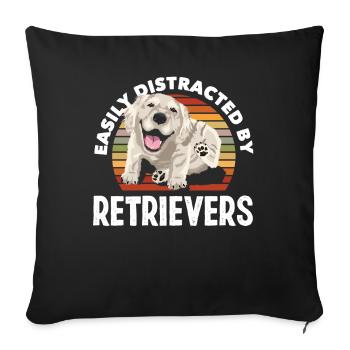Retro Golden Retriever Dog Holder - Sofa pillowcase 17,3'' x 17,3'' (45 x 45 cm) - black - Front