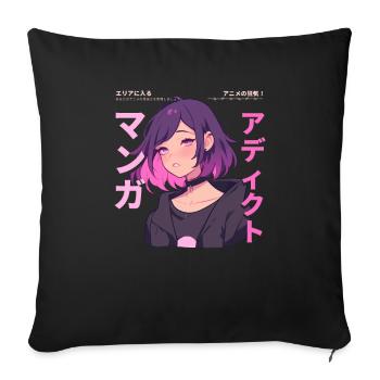 Manga Addicted - Kawaii Anime Girl Fashion Punk - Sofa pillowcase 17,3'' x 17,3'' (45 x 45 cm) - black - Front