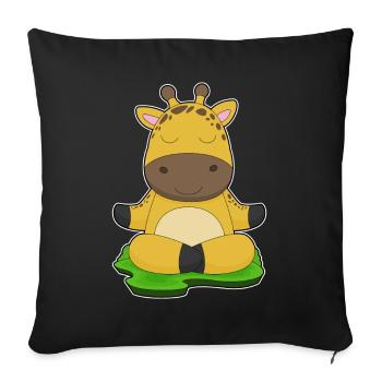 Girafe Yoga Fitness Méditation - Housse de coussin décorative 45 x 45 cm - noir - Devant