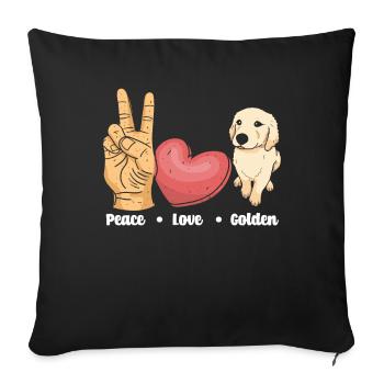 Peace Love Golden Retriever - Sofa pillowcase 17,3'' x 17,3'' (45 x 45 cm) - black - Front