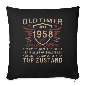 66. Geburtstag Oldtimer Juli 1958 Jahrgang 1958 - Sofakissenbezug 45 x 45 cm - Schwarz - Vorne