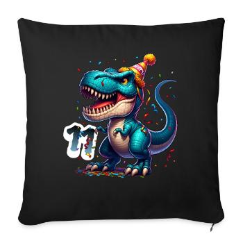 T Rex Dinosaure 11e anniversaire Enfants Anniversaire - Housse de coussin décorative 45 x 45 cm - noir - Devant