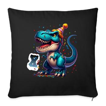T Rex Dinosaure 8e anniversaire Enfants Anniversaire - Housse de coussin décorative 45 x 45 cm - noir - Devant