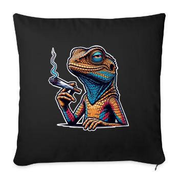 High Lizard Lizard Fumer du cannabis - Housse de coussin décorative 45 x 45 cm - noir - Devant