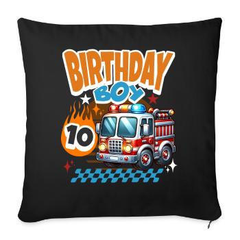 10e anniversaire des pompiers - Housse de coussin décorative 45 x 45 cm - noir - Devant
