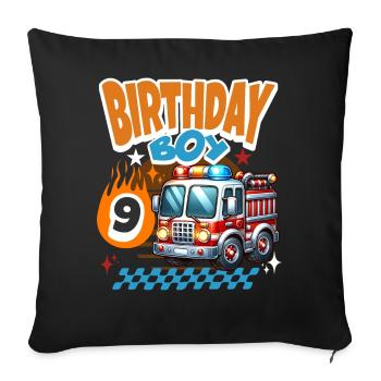 9e anniversaire des pompiers - Housse de coussin décorative 45 x 45 cm - noir - Devant