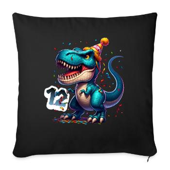 T Rex Dinosaure 12e anniversaire Enfants Anniversaire - Housse de coussin décorative 45 x 45 cm - noir - Devant