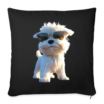 Maltese Little Maltese Dog Love Sweet Maltese - Sofa pillowcase 17,3'' x 17,3'' (45 x 45 cm) - black - Front