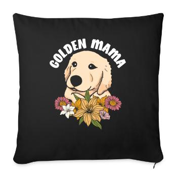 Golden Retriever Couronne de fleurs maman - Housse de coussin décorative 45 x 45 cm - noir - Devant