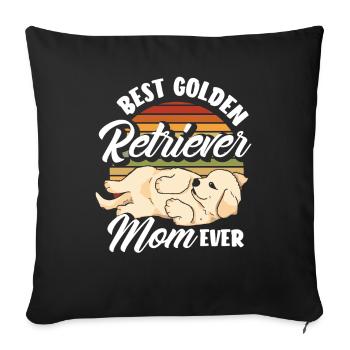 Maman Golden Retriever rétro - Housse de coussin décorative 45 x 45 cm - noir - Devant