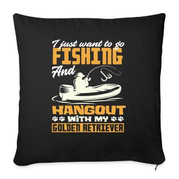Golden Retriever Fishing - Sofa pillowcase 17,3'' x 17,3'' (45 x 45 cm) - black - Front